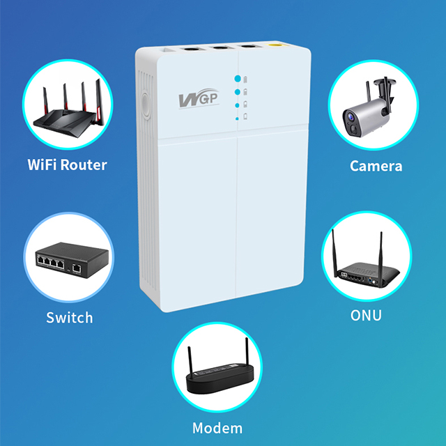 Dual DC 12V 2A DC 9V 1A USB 5V 3A outputs Mini UPS backup power supply for wifi router and onu, supports QC3.0 fast charging, ensuring uninterrupted network power outages