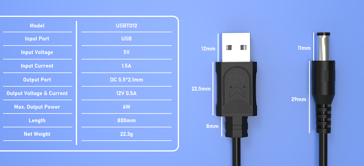 5V to 12V step up cable for wifi router